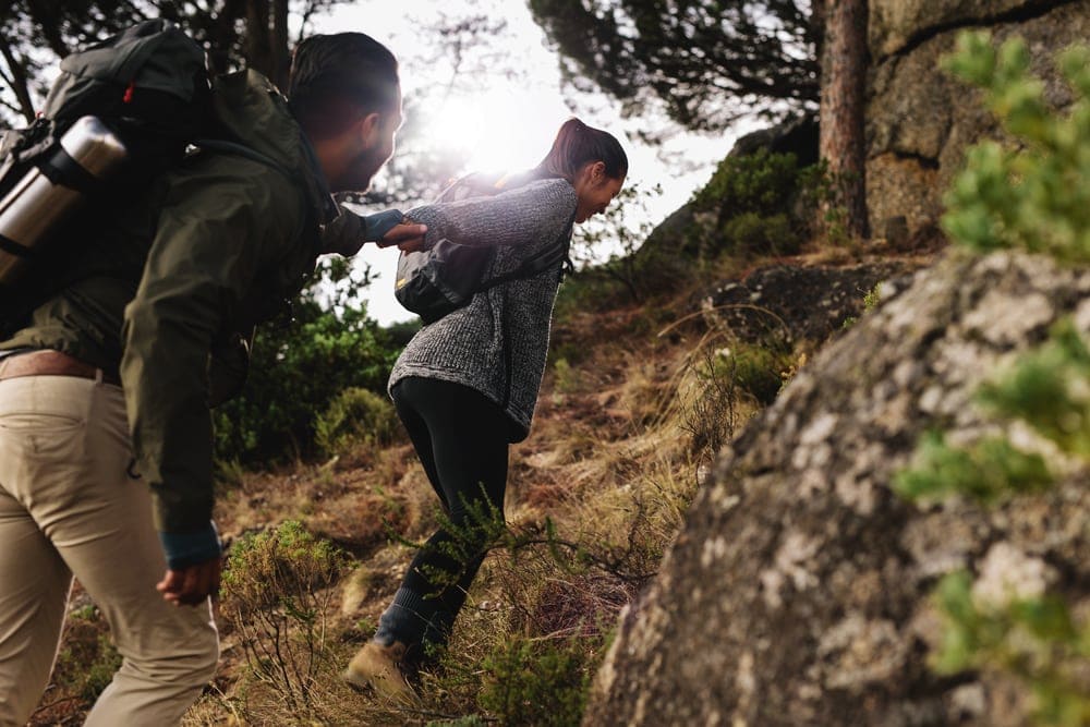 Couple having a hike together