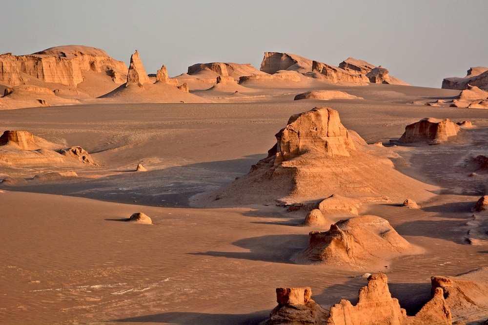 Clear and sunny view of Lut Desert in Iran