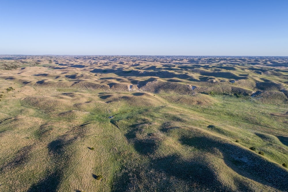 Aerial view of vegetative Nebraska Sad Hill