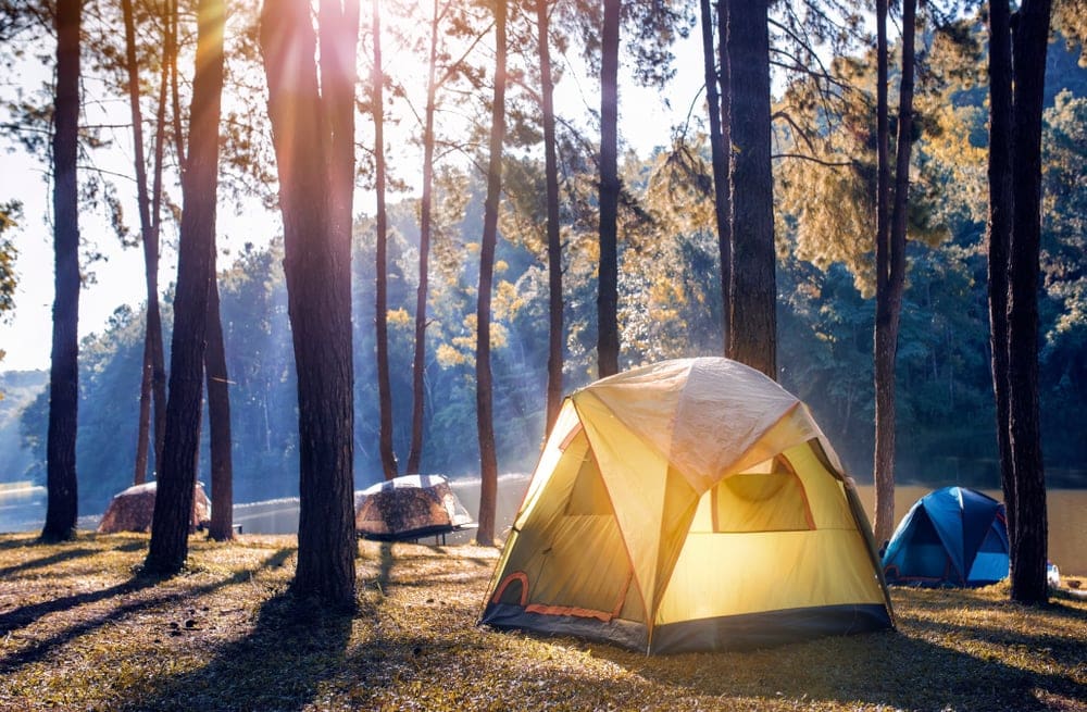 Camping tents beside the river