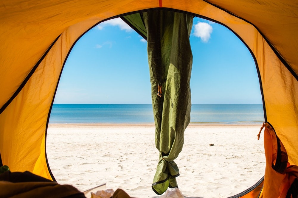Beach view inside the tent