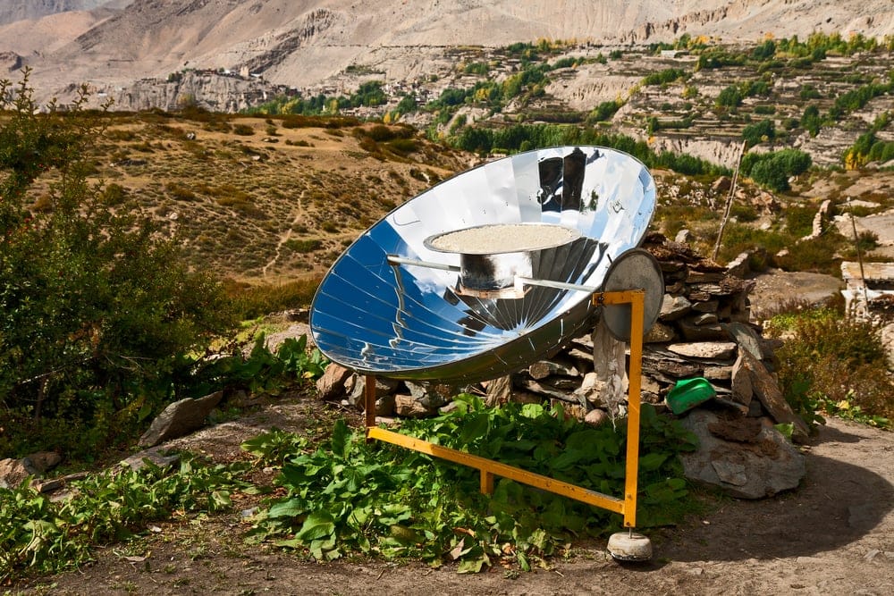 Camping Solar Cooker in Himalayas Mountain