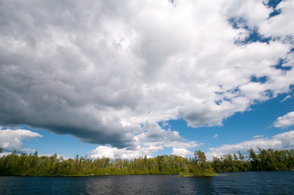 Stratus clouds over a lake