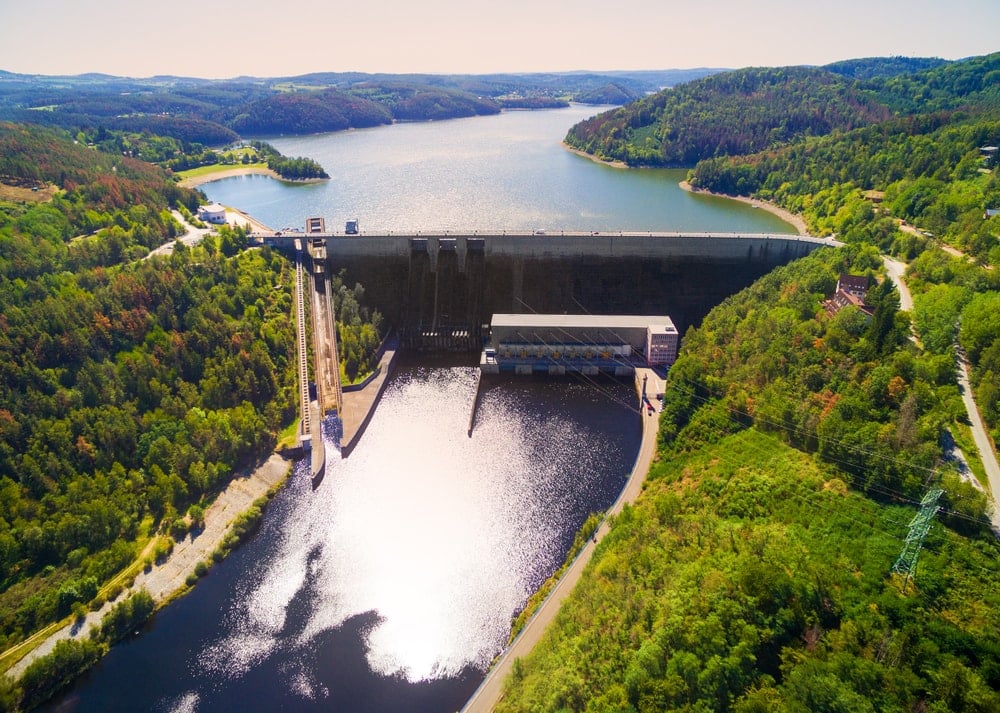 Aerial view of Orlik Reservoir on Czech Republic