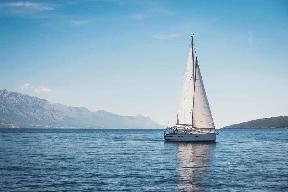 Sailing yacht in the sea