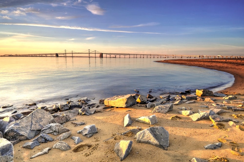 Chesapeake Bay on a beautiful golden sunrise