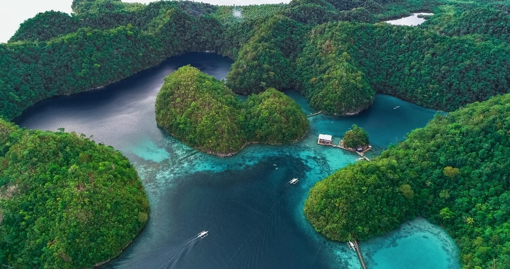 Aerial view of Sugba lagoon in Siargao Philippines