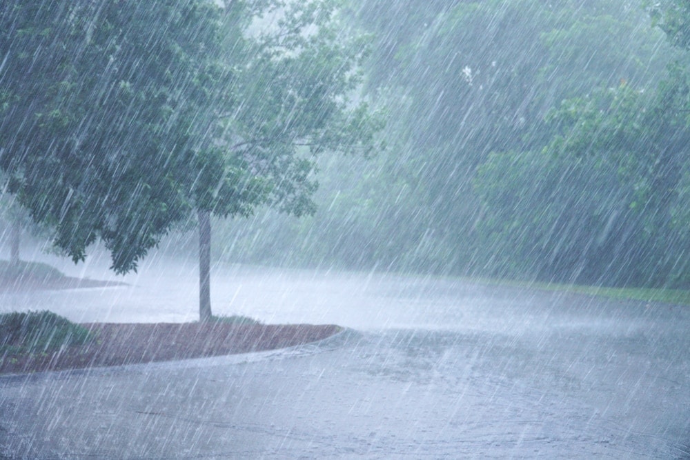 Heavy rain on the street