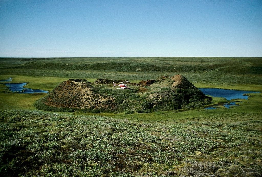 Pingo cryogenic landform in Mackenzie Delta