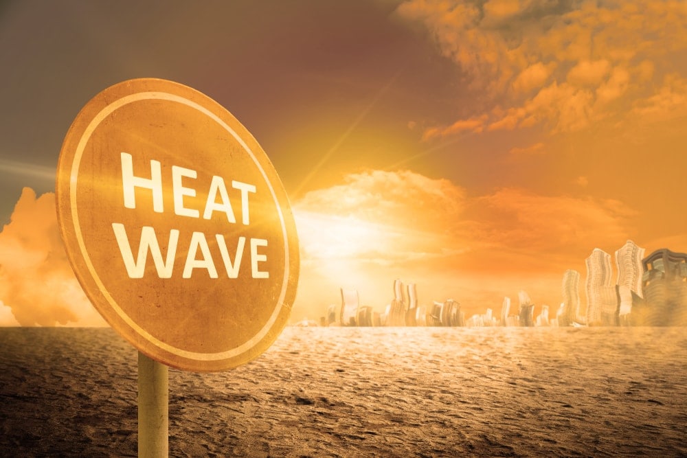 Heat wave warning signpost