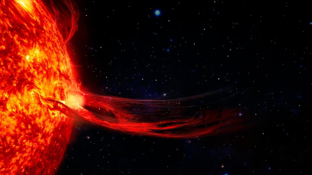 Solar flare in the outer space