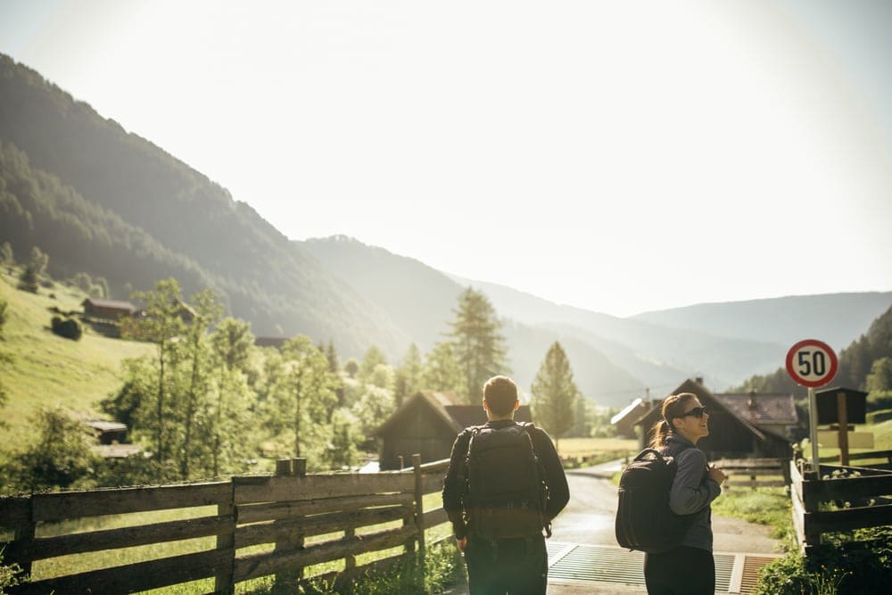 Couple hiking and enjoying the nature