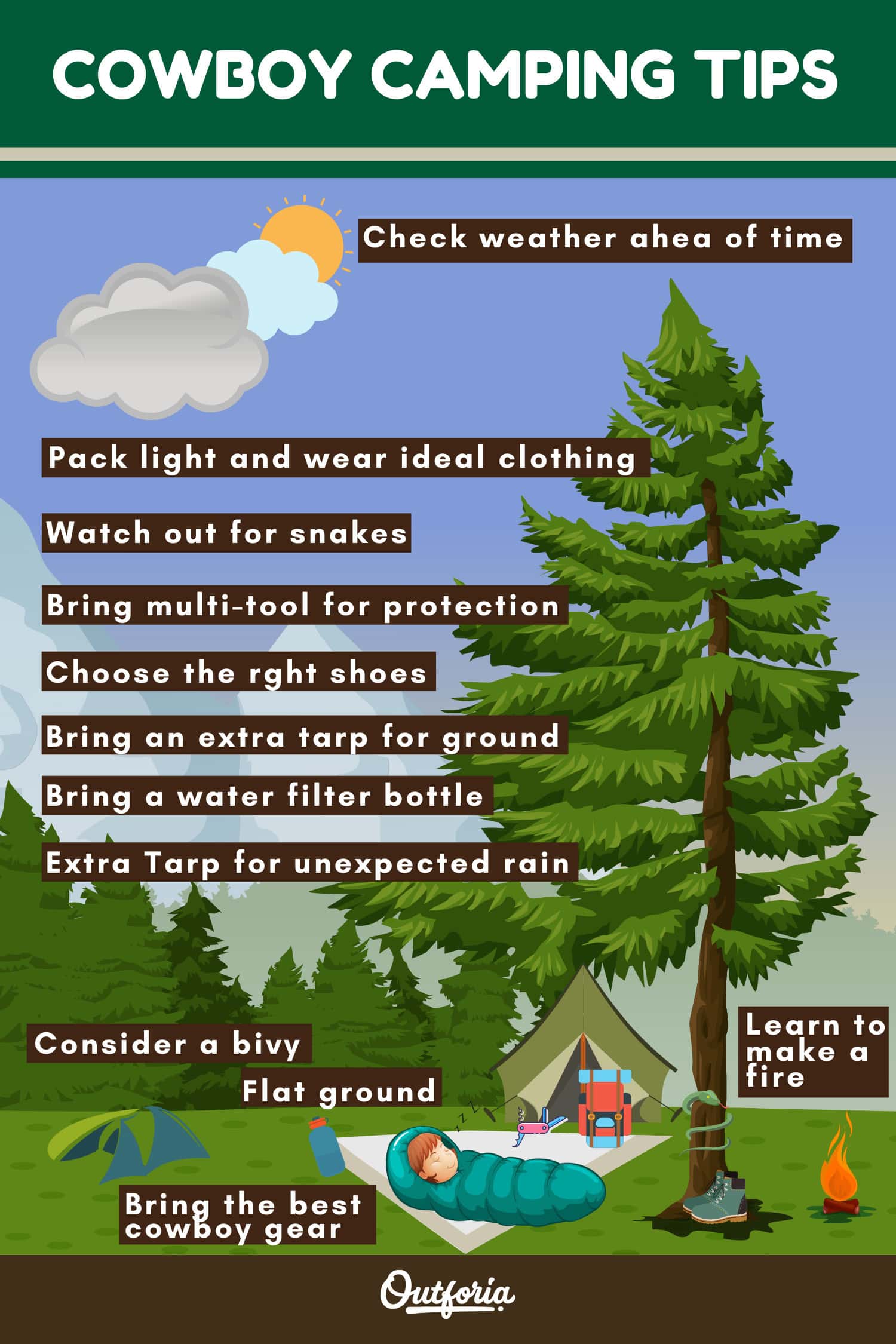 Cowboy Camping tips Infographic