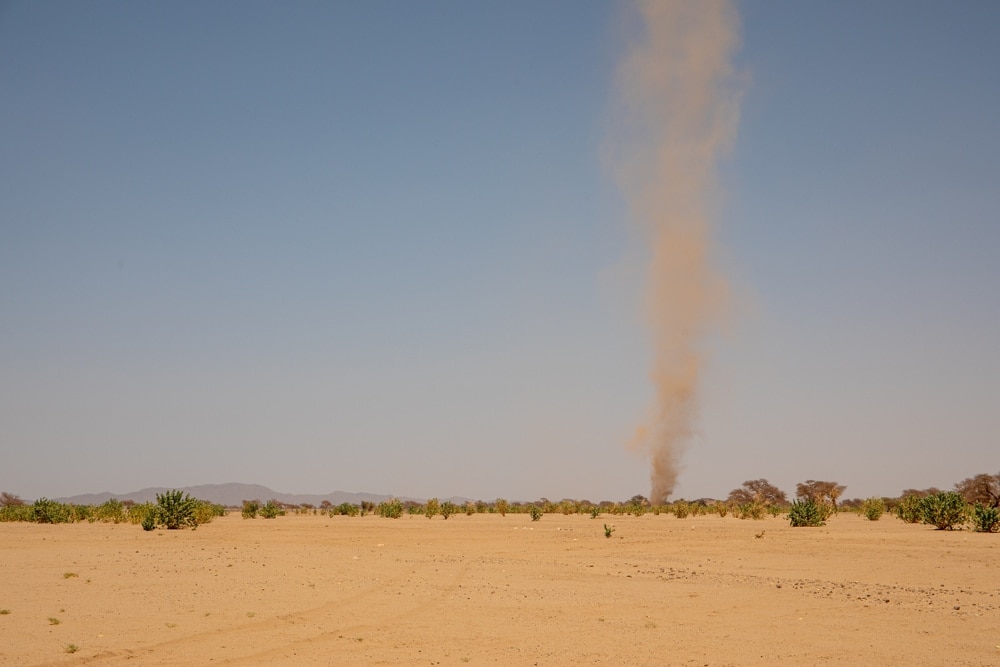 Dust devil in a desert