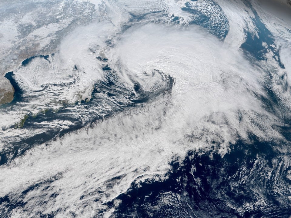 Satellite view of mid latitude cyclones