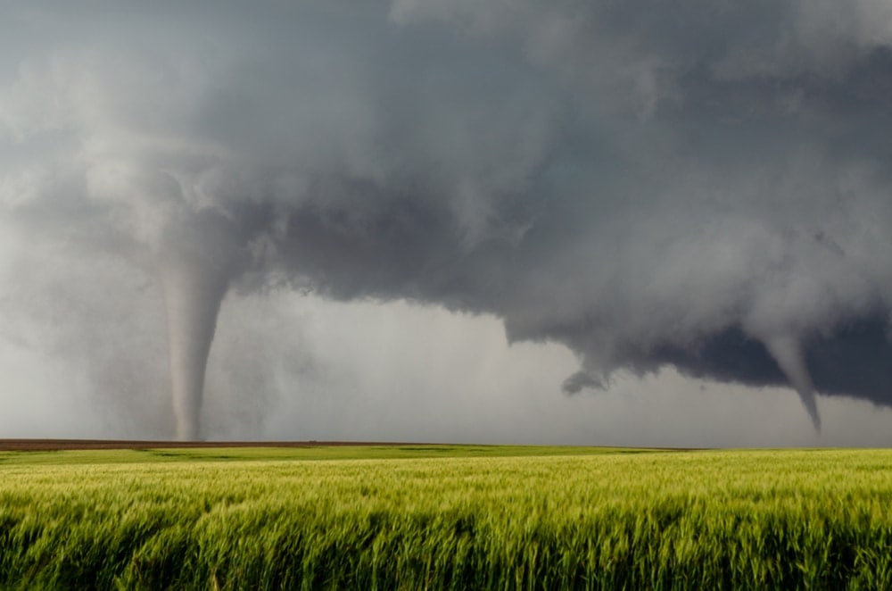 2 tornadoes on fields