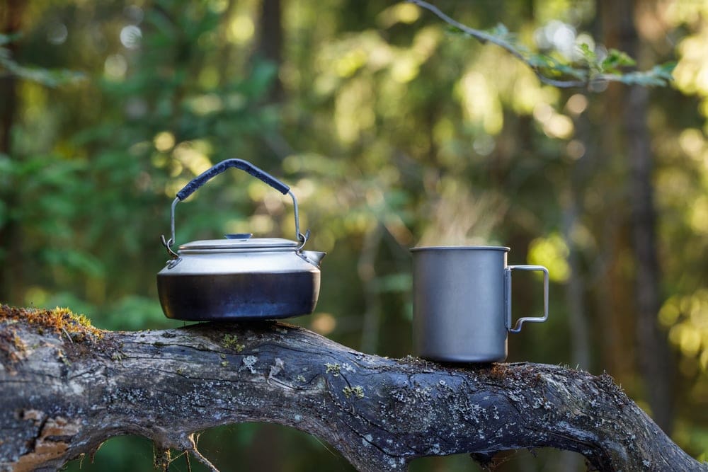Titanium camping mug and a camping kettle
