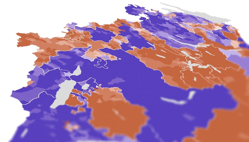 Choropleth map of Switzerland