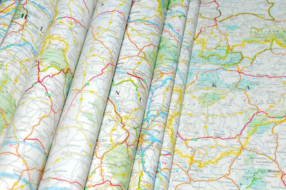 Slightly folded general reference map