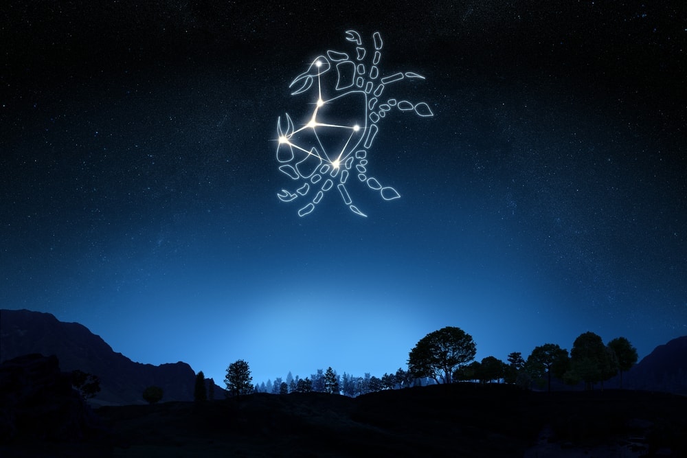 Cancer constellation above trees