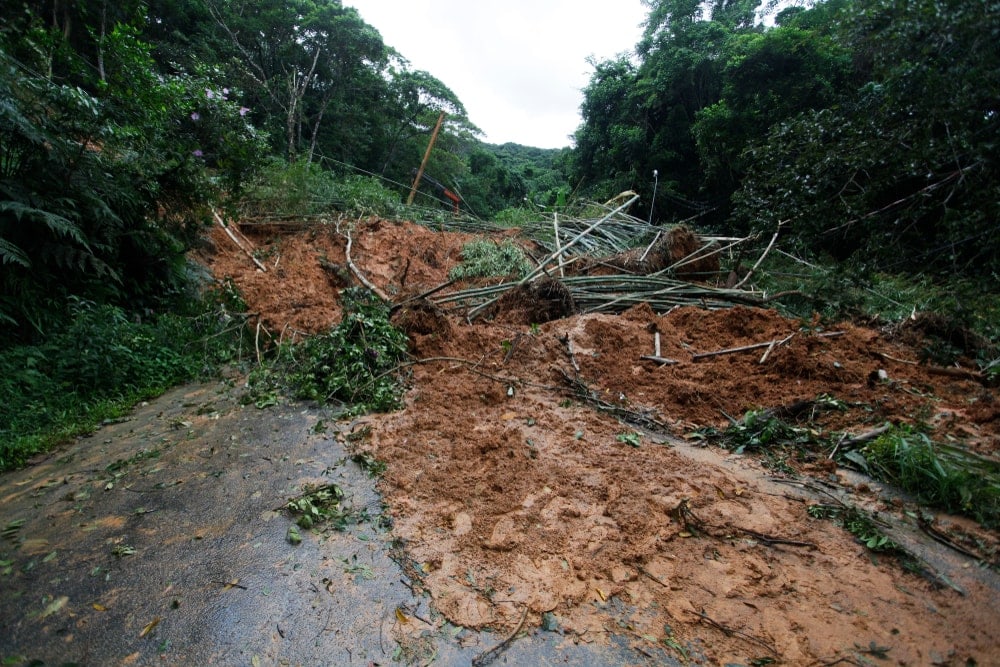 Mudslide blocking the road