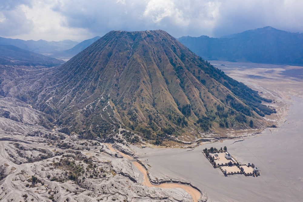 Aerieal view of the cinder cone volcano