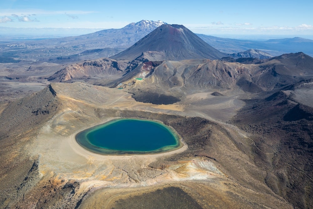 Blue lake in the volcanic plateau in New Zealand