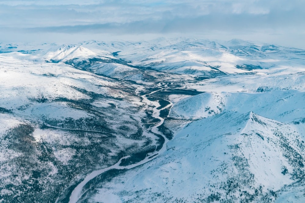 Alaskan River in Arctic National Wildlife Refuge during winter
