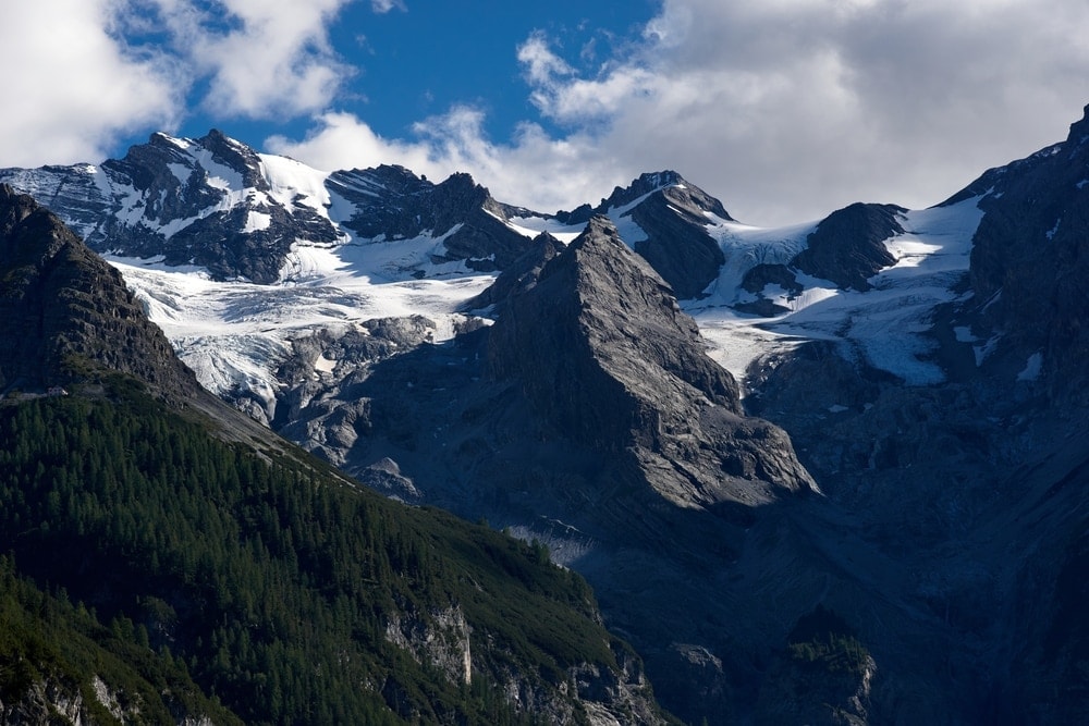 Mountain terrain covered in snow