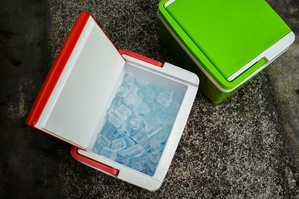 Tube ice inside of a cooler