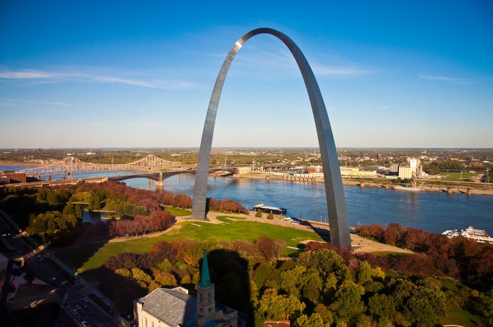The smallest of all the US National Parks, the Gateway Arch in ST. Loius, Missouri