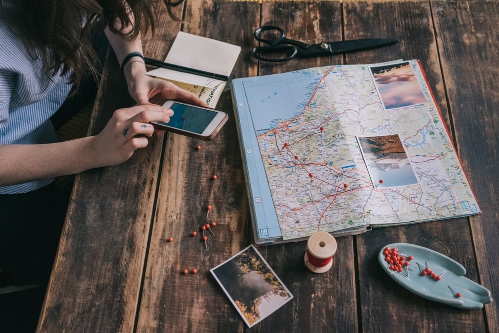 woman planning a trip