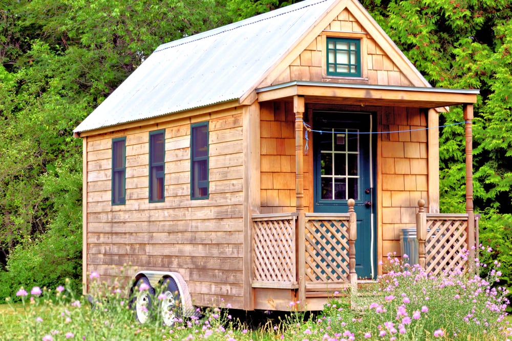 Tiny house displayed in the middle of wilderness