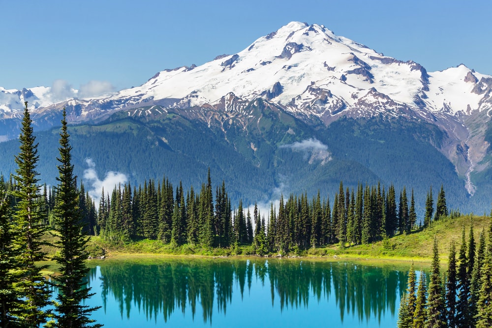 Ice covered Glacier Park in Washington on the background