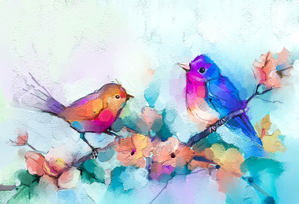 Painting of two birds in Hawaii