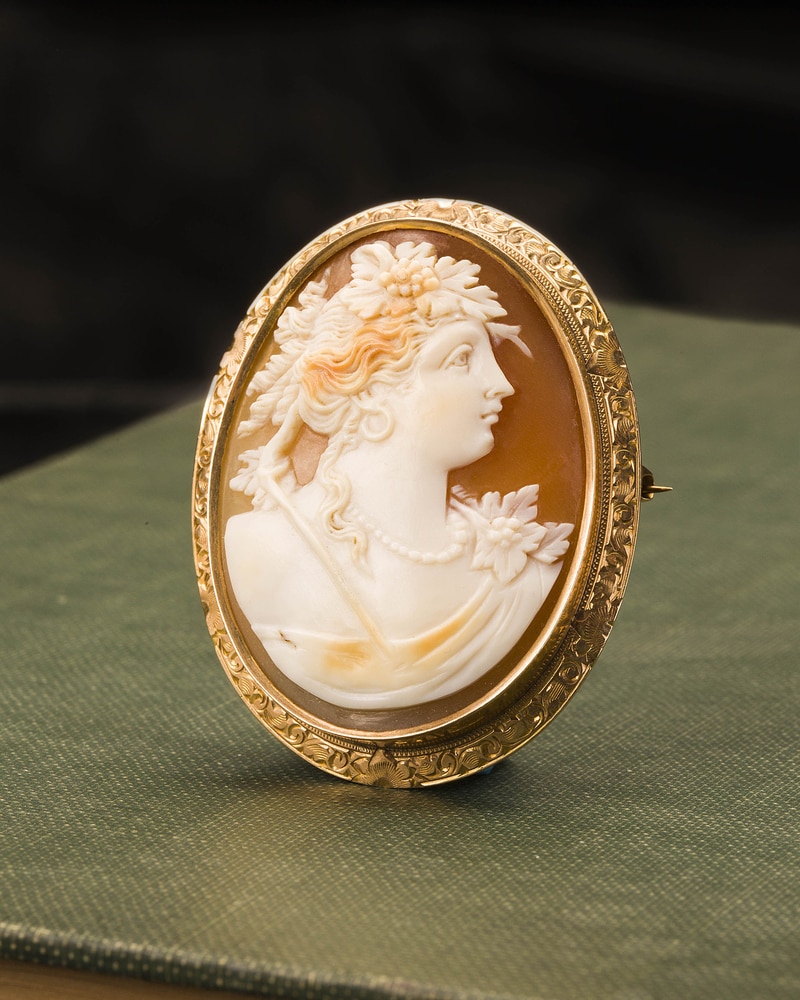 image of a vintage cameo pin