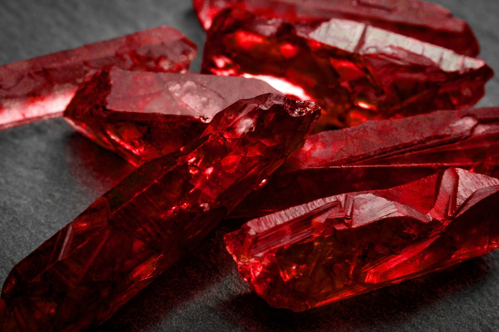 image of an uncut and natural ruby gems and stones