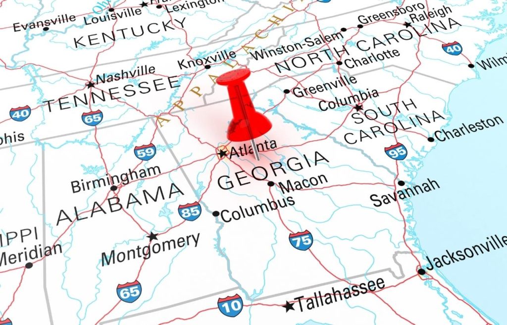 Georgia in the Map of United states