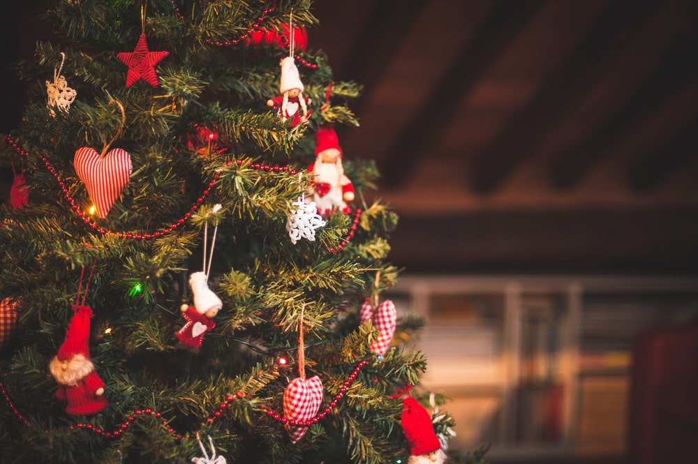 Christmas tree made from fir with decorations