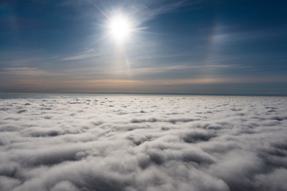 Clouds formed below the sunrays