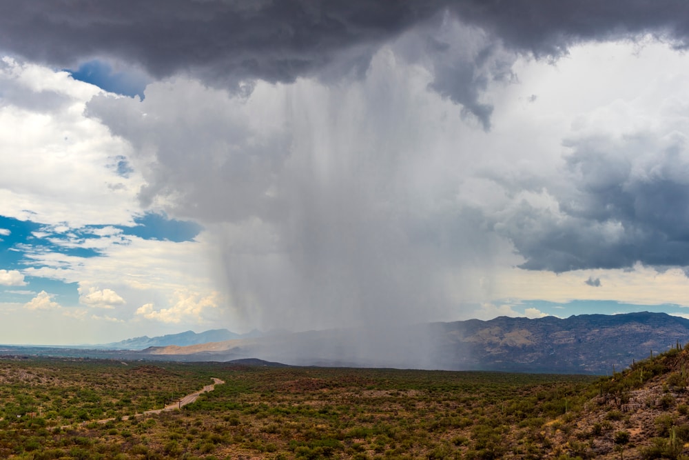 Virga cloud falling on land