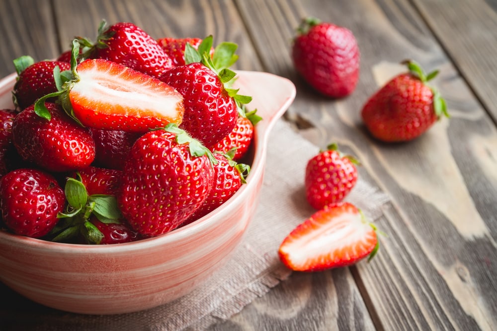 strawberries served on a bowl