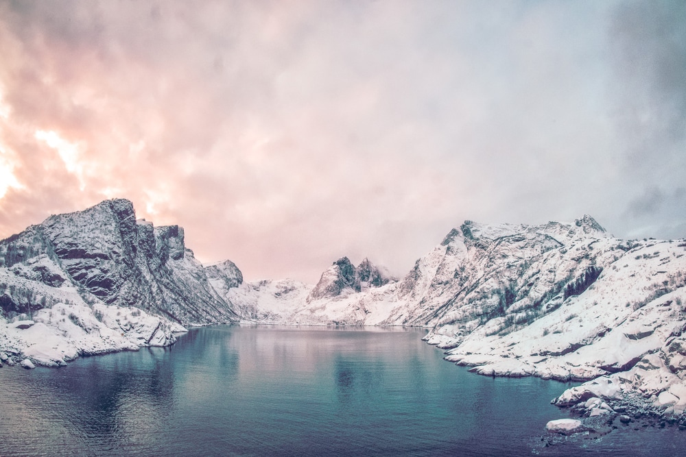 Fjord Estuaries with pink skies