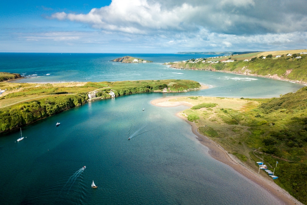 View of an estuary connecting to the ocean