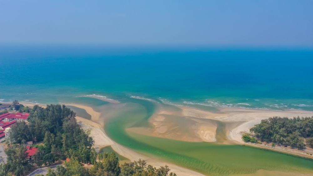 Estuary with sand in between