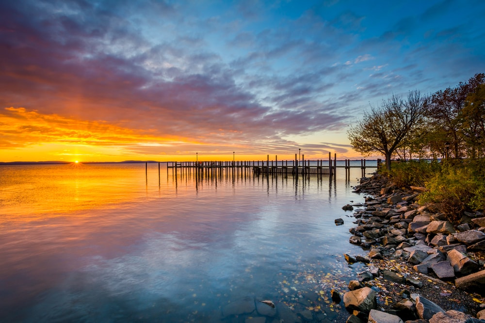 Chesapeake Bay, one of the largest estuary, during sunset