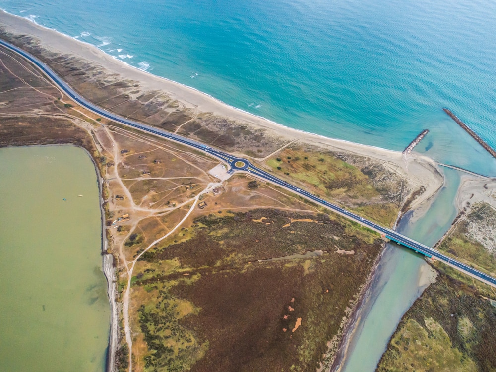 Aerial view of Tectonic Estuaries and its long road