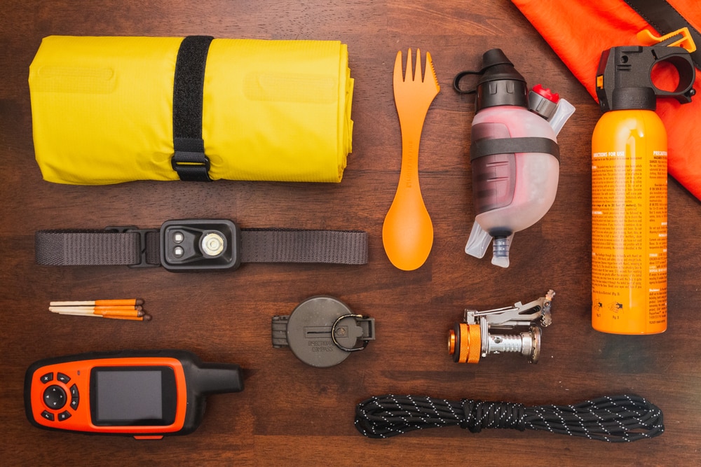 overhead shot of camping gears 