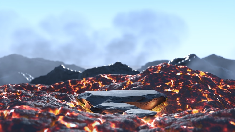 Lava forming igneous rocks