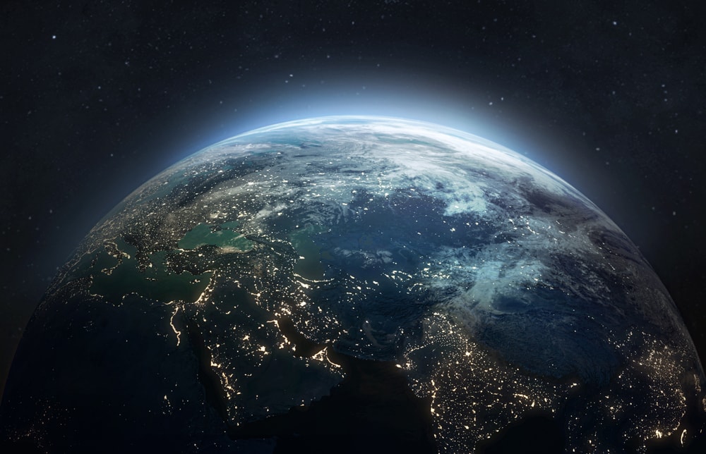 Earth surrounded by clouds